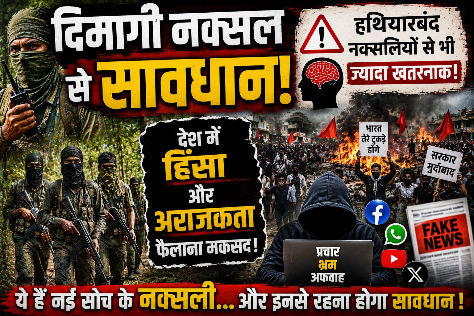 दमागी नक्सल से सावधान!, हथियारबंद नक्सलियों से भी ज्यादा खतरनाक, देश में हिंसा और अराजकता फैलाना मकसद