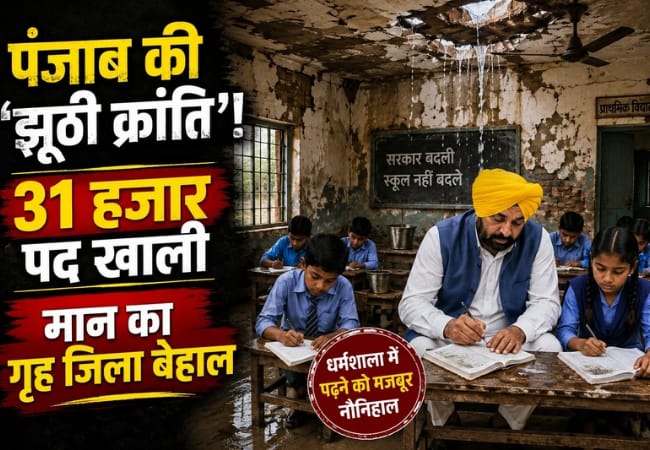 पंजाब में आप-दा सरकार की हकीकत, सीएम के गृह जिले में ही धर्मशाला में पढ़ने को मजबूर नौनिहाल, 31 हजार पद खाली